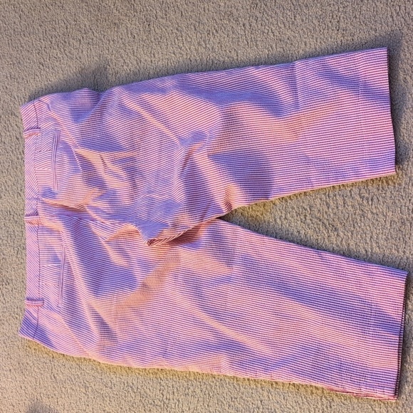 Talbots The Perfect Skimmer Red & White Seersucker Pants Size 16 - Picture 6 of 7